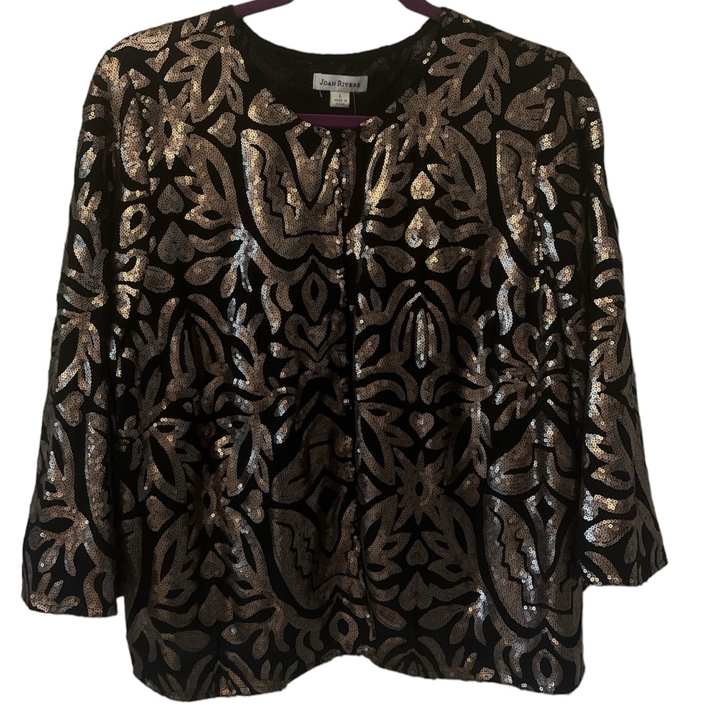 Joan Rivers Sz L formal jacket sequins antique gold or penny color.  NWOT